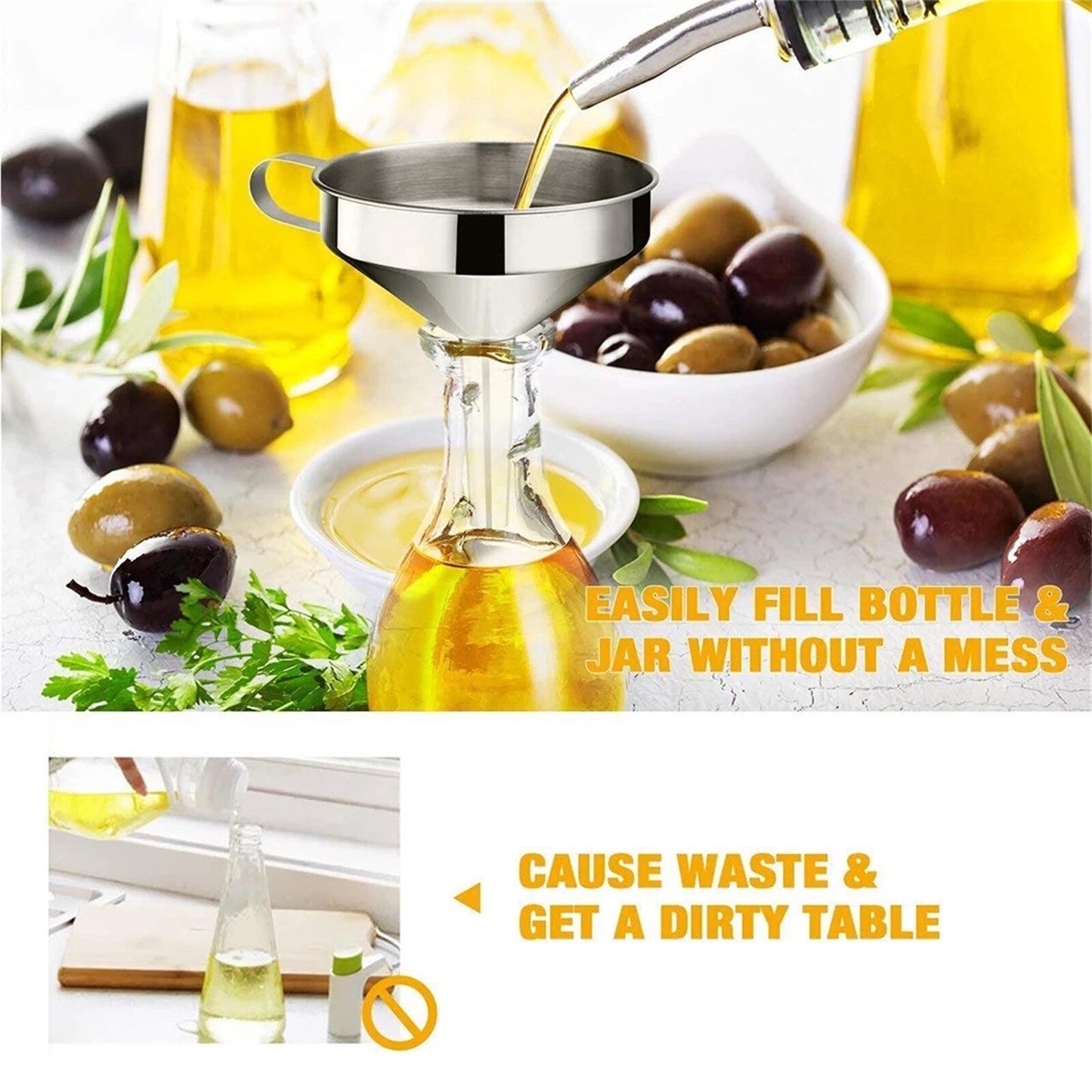 Stainless Steel Funnel Oil Liquid Funnel Metal Funnel with Detachable Filter AUS