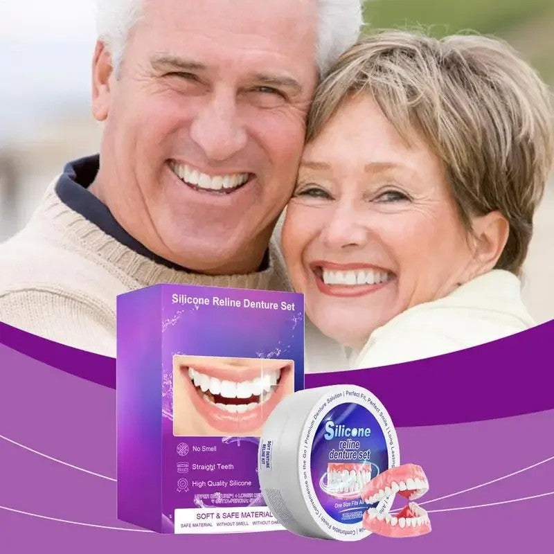 Silicone Denture Set Teeth Comfort Fit Silicone Denture Set for Women Men AUS