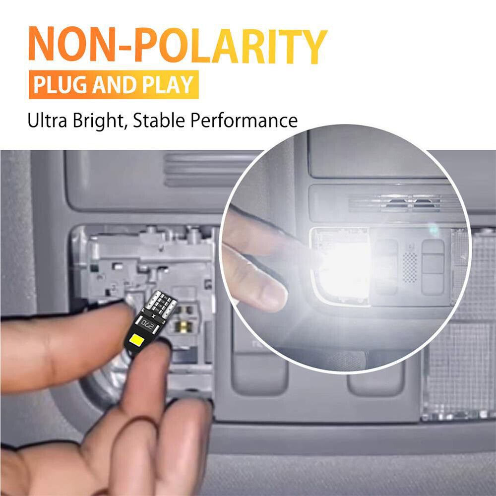 White 10x T10 168 194 6SMD White LED Light Wedge Side Corner Park Globe Bulb 12V