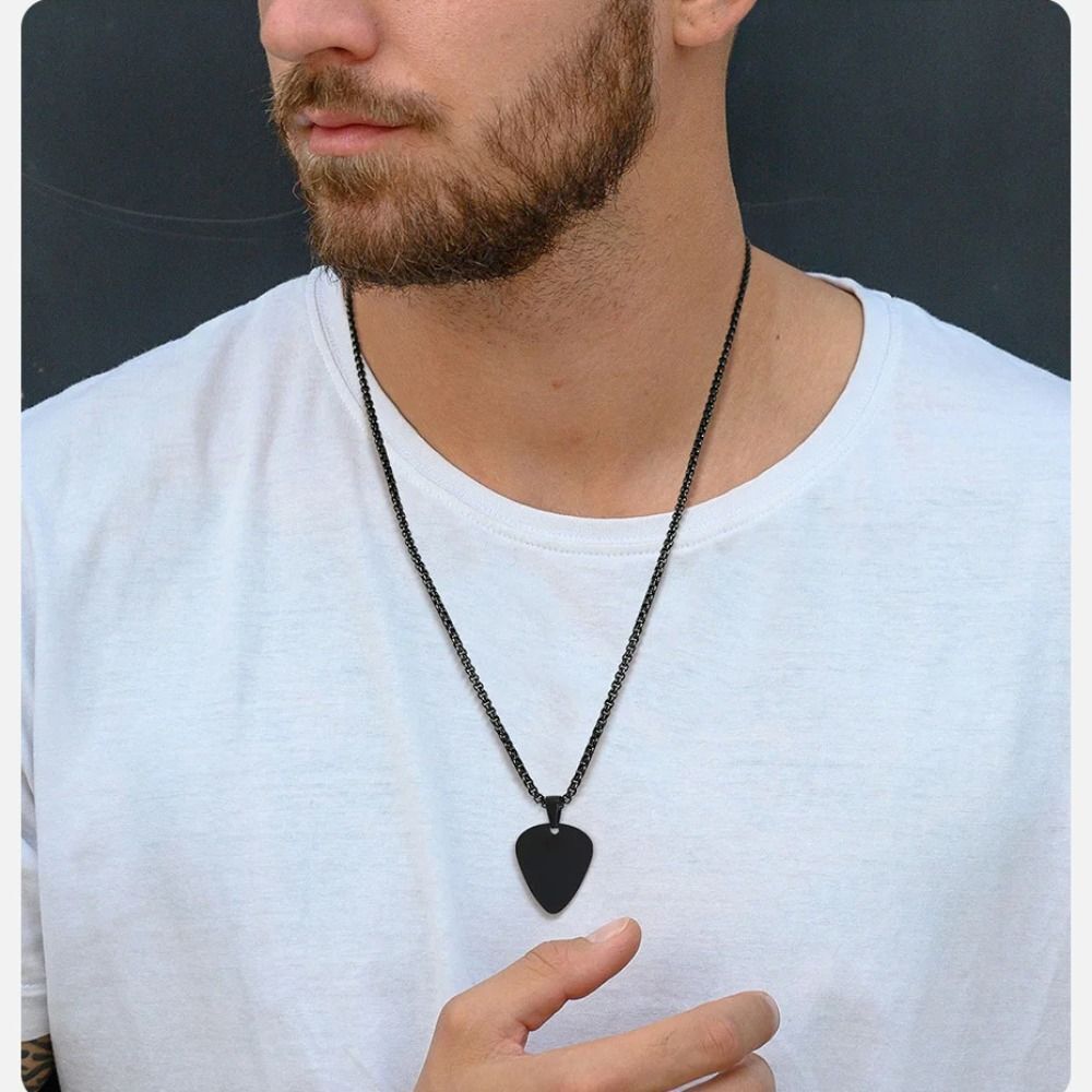 Titanium Steel Guitar Pick Necklace Guitar Pick Music-lovers Jewelry