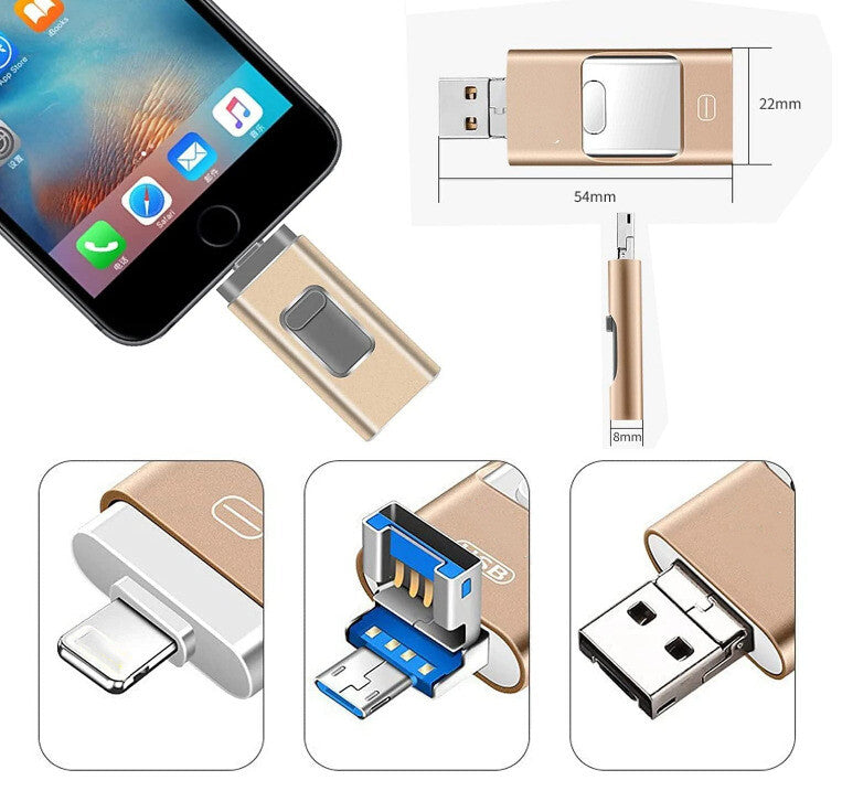 4 in 1 Memory Photo Stick USB 3.0 Flash Drive Type for iPhone Android iPad AU