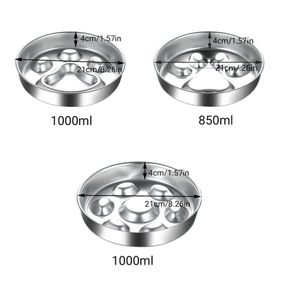 Feeder Bowl Stainless Dish Puppy Dog Pet Cat Slow Food Bowl Non-Slip Feeding AU