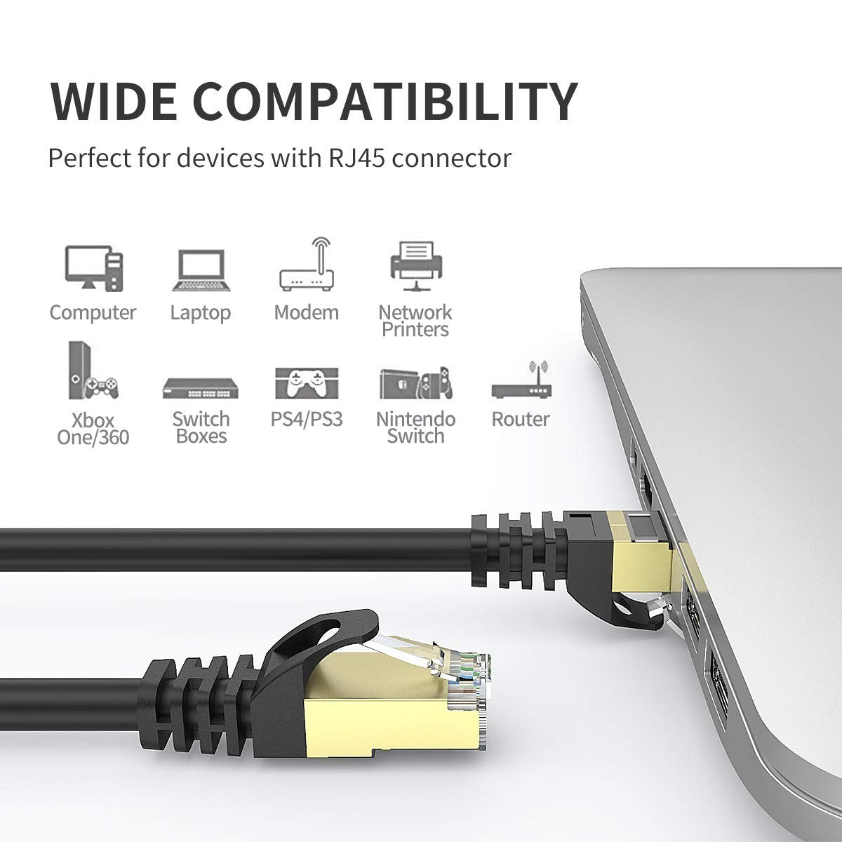 0.5M~30M CAT8 CAT7 RJ45 Round Network Cable Shielded Grounding Black lot