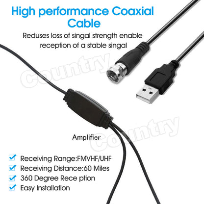 Portable TV Antenna Indoor Outdoor Digital HD Freeview Aerial Ariel 200Mile AU