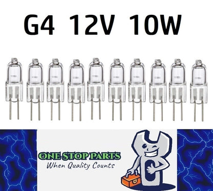 10 x G4 12V 10w Halogen Globes Bi Pin 4mm Apart (10pcs)