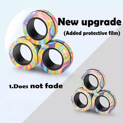 Magnetic Ring Finger Spinner Rainbow Fidget Sensory Anxiety Stress Toy AU Pack