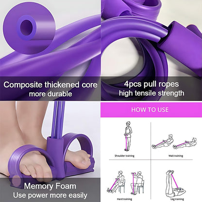 Multi-Function Exercise Tension Rope Foot Pedal Resistance Fitness Pull Bands AU