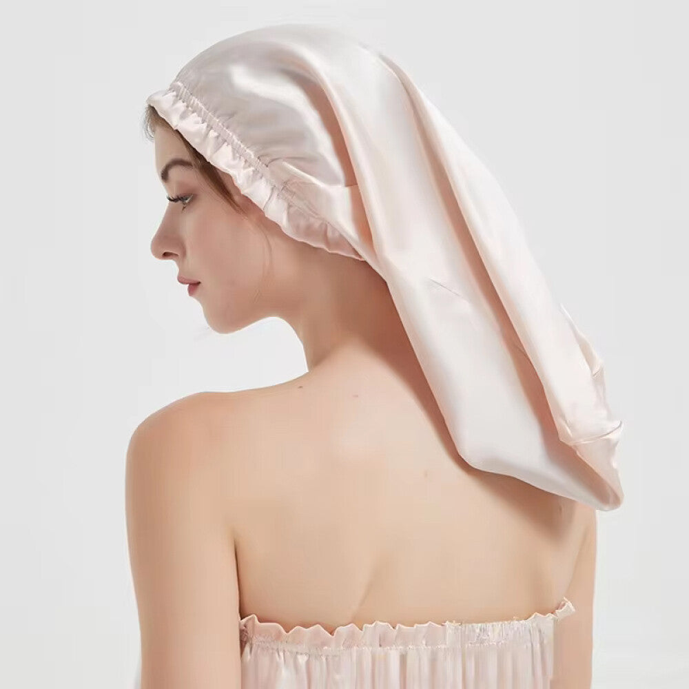 Pure Mulberry Silk Sleep Cap Head Long Hair Care Sleeping Bonnet Night Cap Wrap