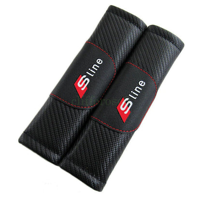 Audi S Line 2Pcs High Quality Car Seat Belt Cover Shoulder Strap Cushion Pad AU