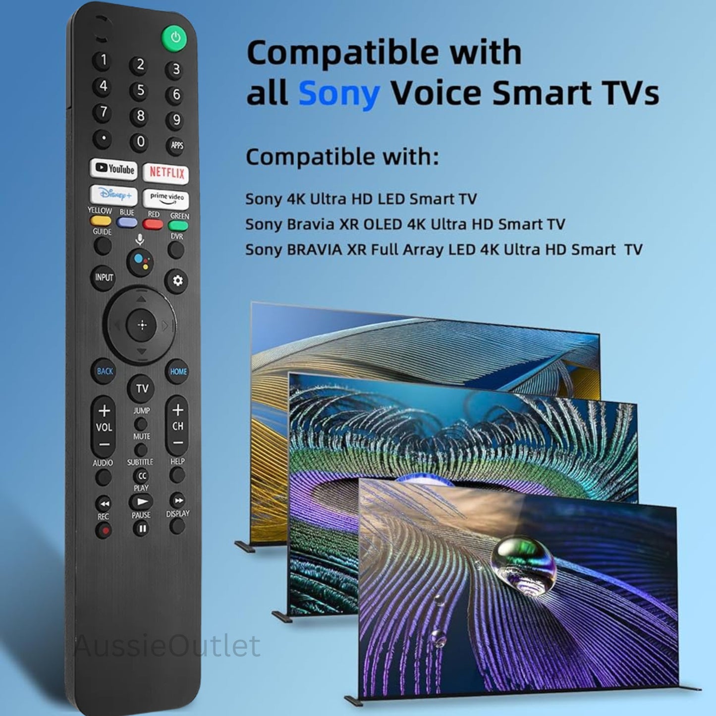 Replacement  Remote for Sony Bravia XR XBR KD 4K 8K OLED Google Android TV