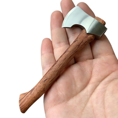 Stainless Steel Mini Mountain Axe Wood Handle Outdoor Camping Utility Pocket EDC
