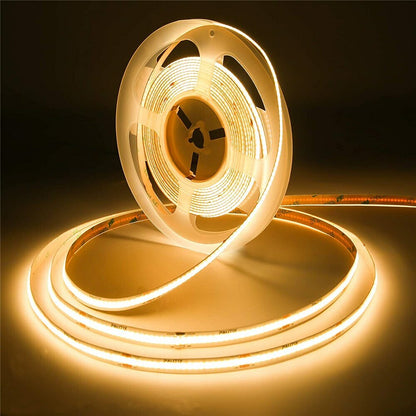 5m 12V 24V COB LED Strip 320 LED High Density Flexible COB LED Lights Home Decor