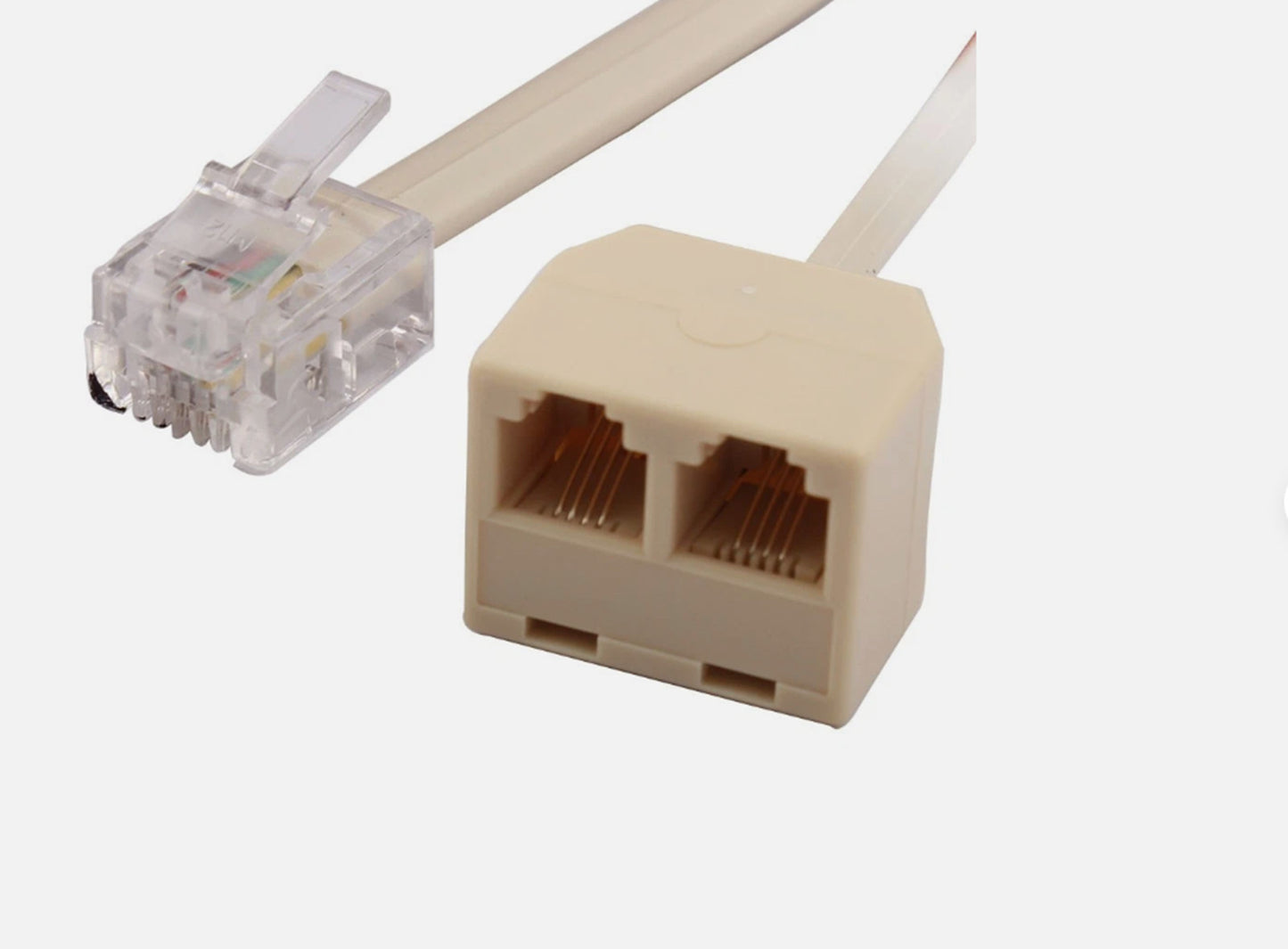 Telephone RJ11 Male Line to Double RJ11 Female Jack Filter Splitter Adapter Fix
