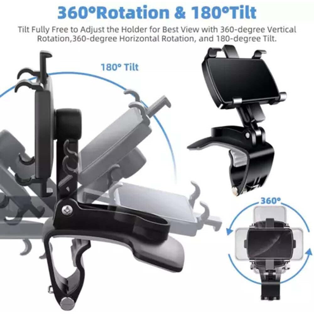 Car Dashboard Phone Holder Rotating Dashboard Clip Cell Phone Holder 360-Degree
