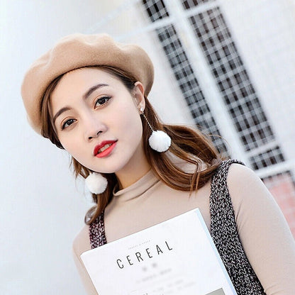 Womens Winter Beanie Beret Newsboy Hat Warm Wool Style Cap Ladies AU Pack Set