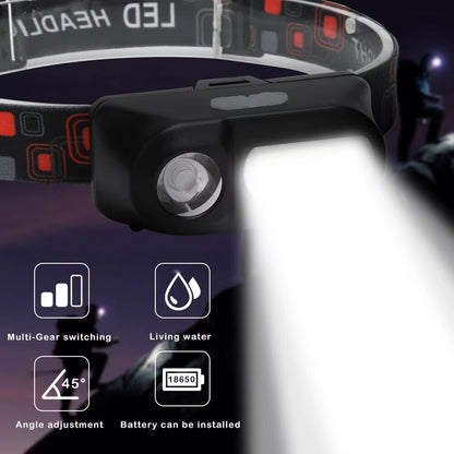 Super Bright Waterproof Head Torch Headlight LED USB Rechargeable Headlamp Fish