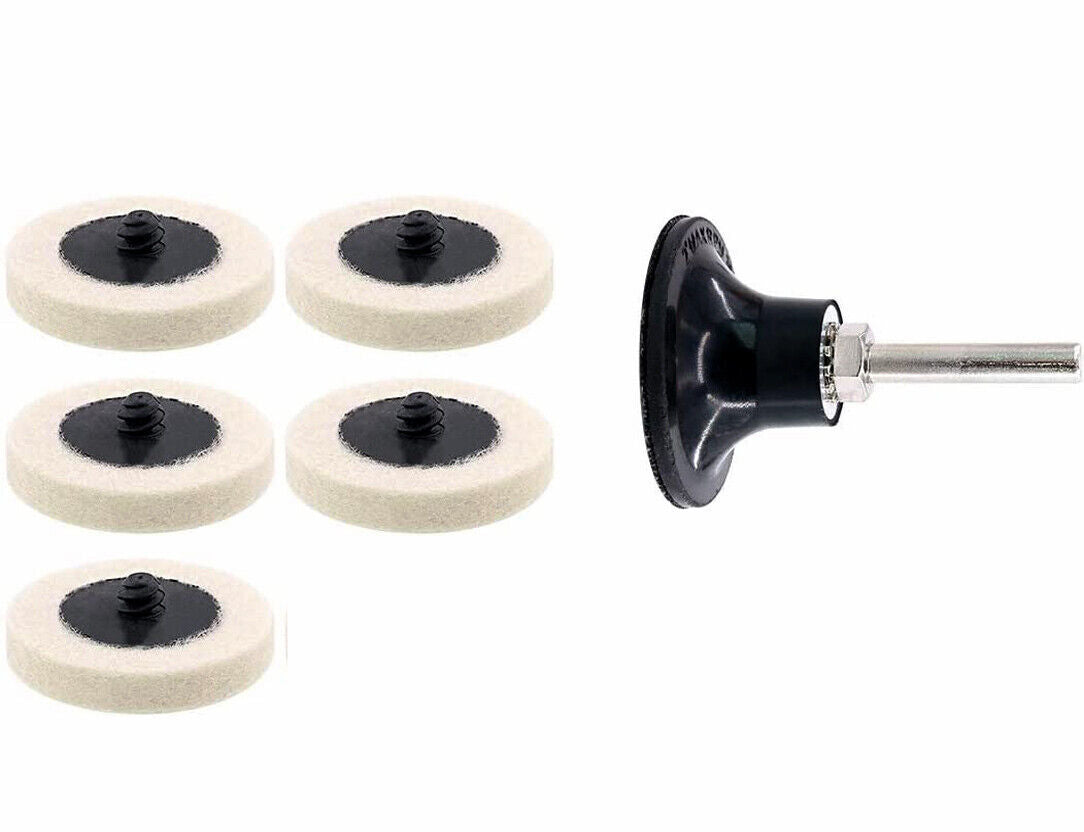 6PC 50mm Roloc Wool Felt Disc 2'' Roll Lock Polishing Buffing Pads Wheels
