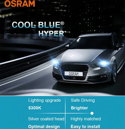 2 x Osram 12V HB3 60W Halogen Cool Blue Hyper White Globes 5300K Original 9005