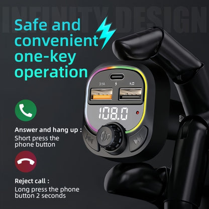 Bluetooth 5.0 Wireless Radio Car FM Transmitter PD Dual USB Charger MP3 Player