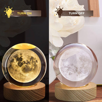 USB 3D Moon Planet Globe Galaxy Night Light LED Crystal Ball Table Lamp Bedside – Compatible with Galaxy