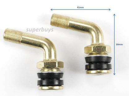 2pc Brass 90 Degree Motorcycle Schrader Valve Tubeless 11.3mm Rim Hole Tyre Stem