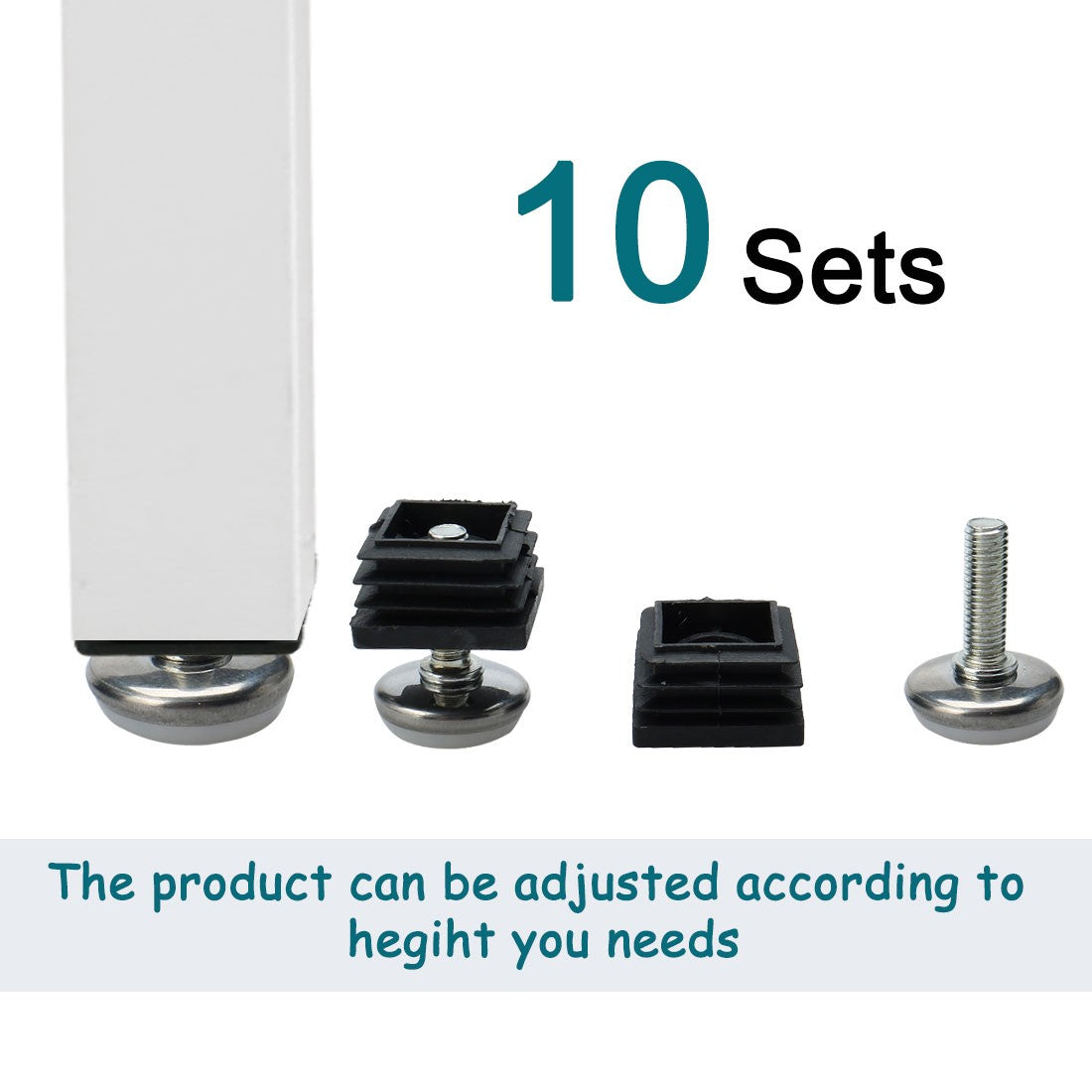 10Pcs Adjustable Leveling Feet 25 x 25mm Inserts Furniture Table Glide