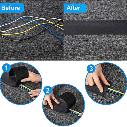 Cable Cover Nylon Sticky Wire Protector Floor Blanket Reusable Cord Tube Cover