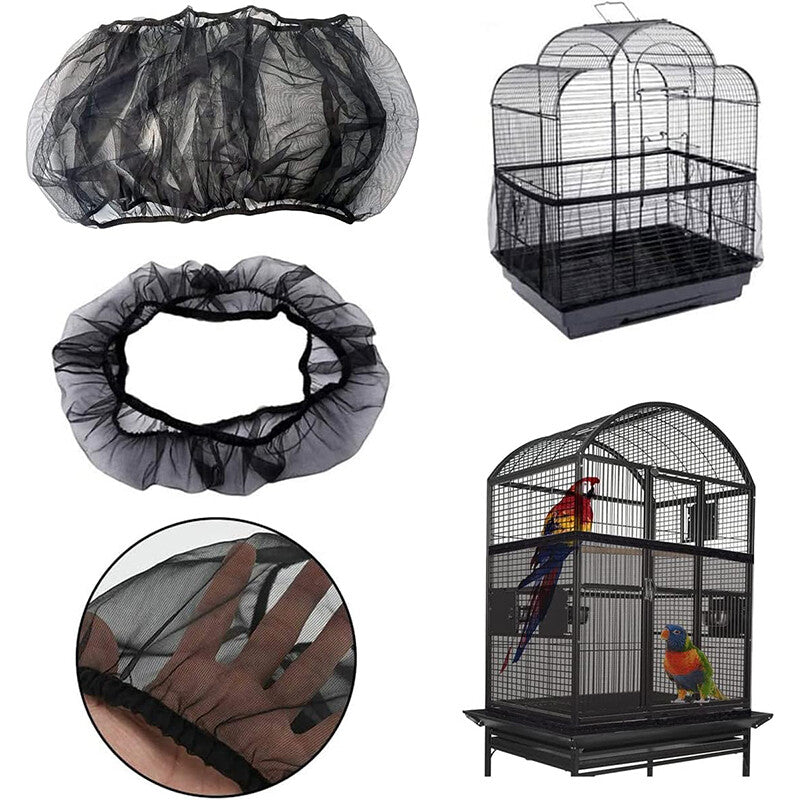 Pet Bird Cage Seed Catcher Guard Skirt Mesh Nylon Cover S/M/L Secure Skirt Mesh