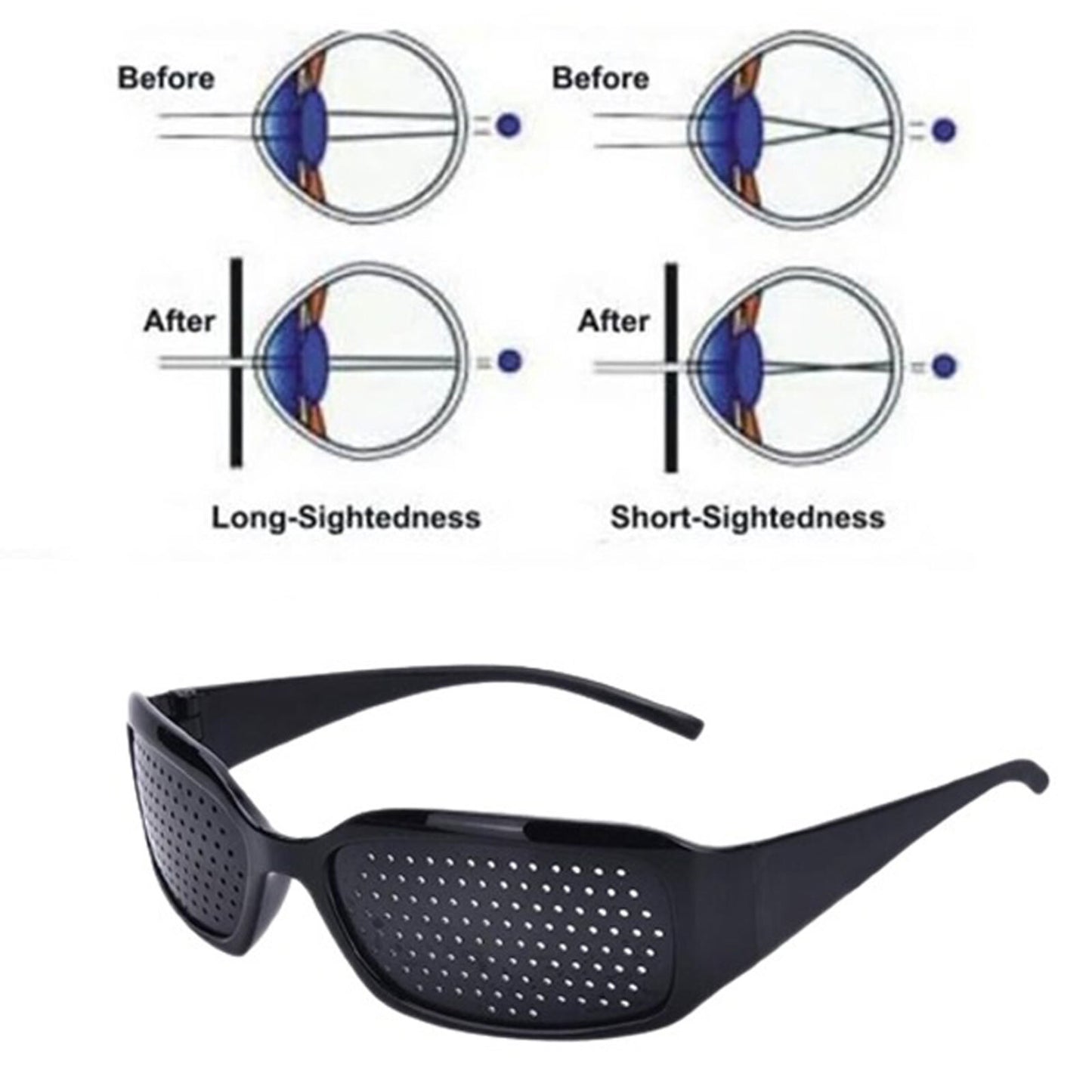 1 Pack Pinhole Glasses Eyesight Vision Correction Eye Exercise Anti-Myopia Holes