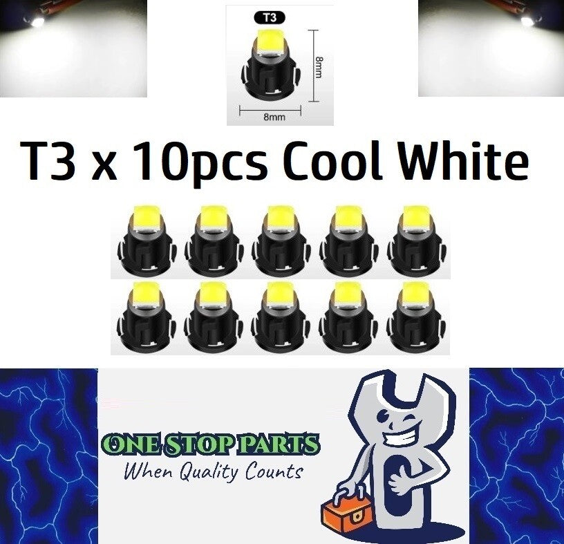 10 x T3 Neo 8mm 3030smd 12v Cool White Dash illumination LEDs White (10pcs)