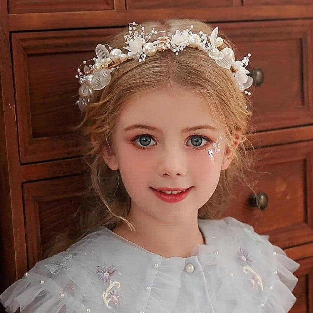Imitated Pearl Kids Flower Crown Head Hoop  Girls Adult Hair accessories