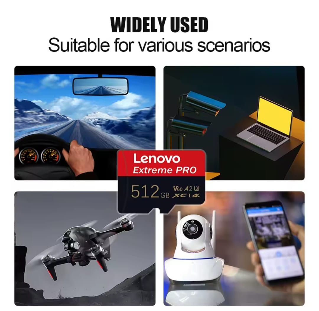 Lenovo 2TB High-Speed Micro TF/SD Card 1TB Cards Class 10 Memory Card Waterproof