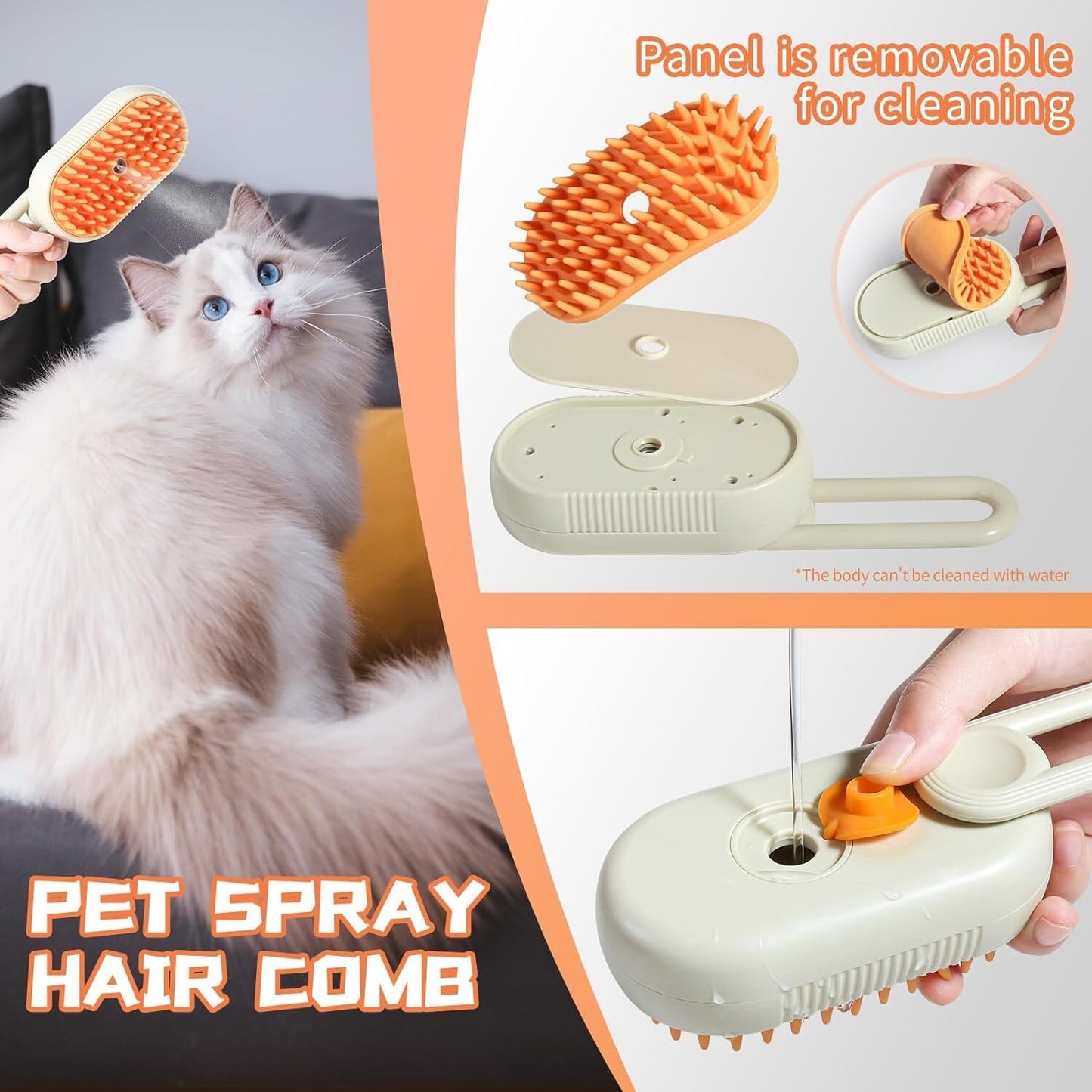 3 in 1 Cat Steam Brush Pet Grooming Dog Brush Electric Spray Massage Steamy AU