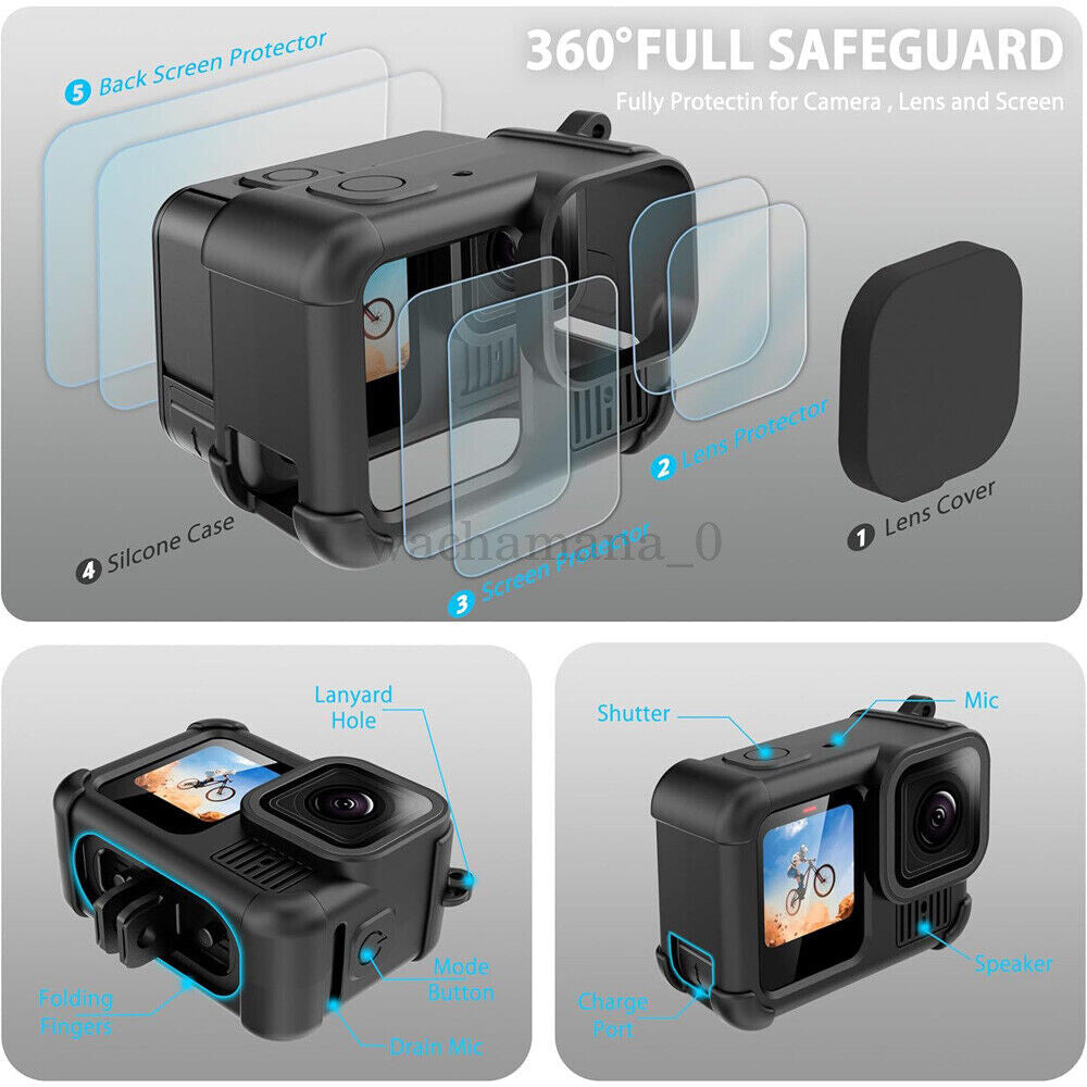 Black Silicone Sleeve Protective Case Cover Compatible with GoPro Hero 13 Accessories