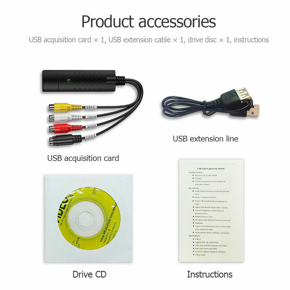 USB 2.0 RCA S-Video Capture Card (LS70) Convert VHS LP Tape to Digital DVD