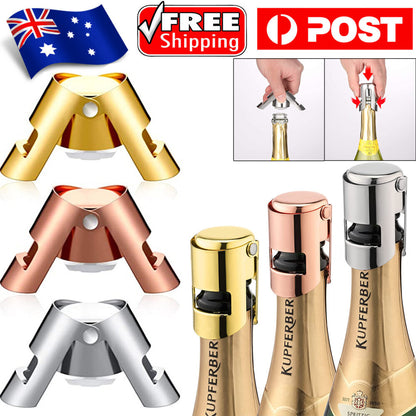 3PCS Stainless Steel Champagne Stopper Sparkling Wine Bottle Plug Cap Sealer AU