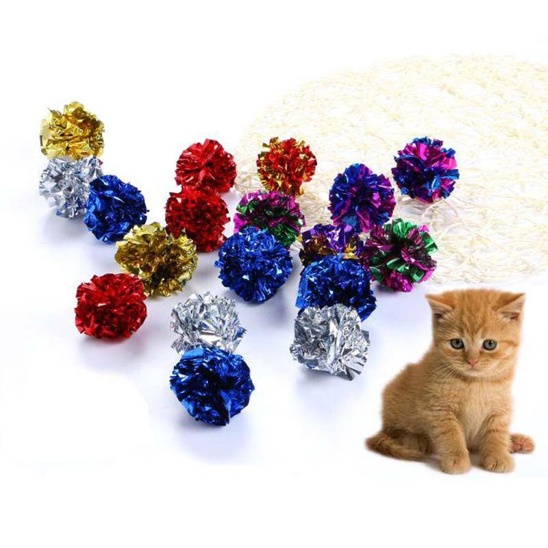 6-60PCS Cat Crinkle Balls Kitty Fun Toy Interesting Crinkly Sounds Soft New AU