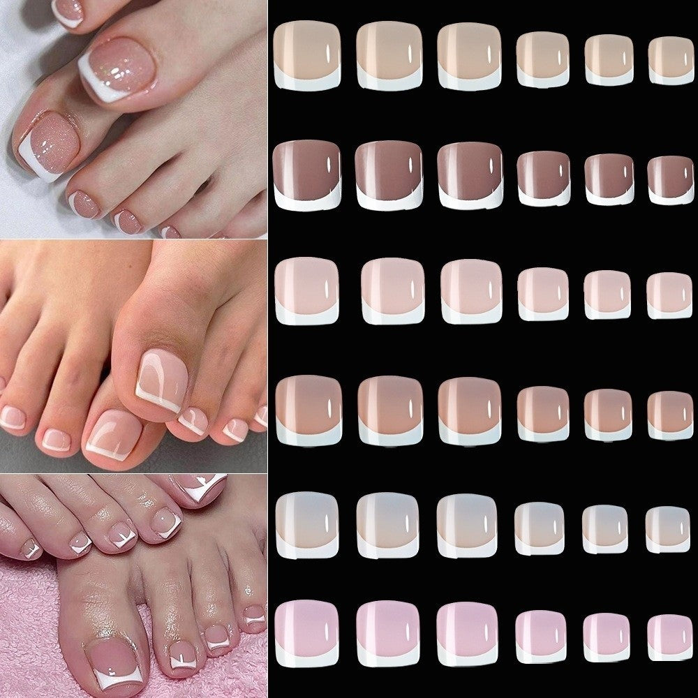120Pcs Chic French Short Tip Toenail Press on Fake Toe Nails  Nails Art