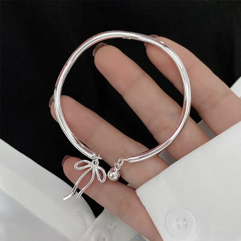 Bangle Bowknot Bell Bracelet Jewellery Korean Wrist Chain Women Silver Pack AU