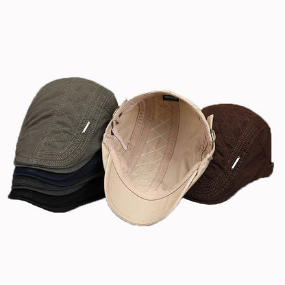 Men Cotton Ivy Flat Cap Newsboy Adjustable Beret Cabbie Gatsby Driving Hat