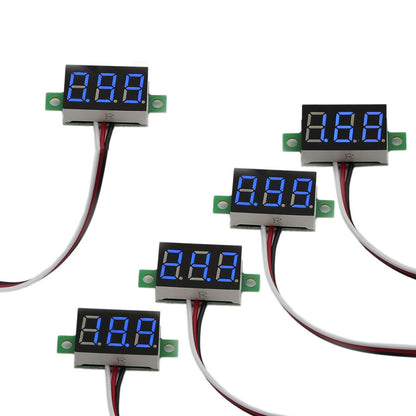5x Mini DC 0-30V LED 3-Digital Display Voltage Voltmeter Panel Calibratable SL
