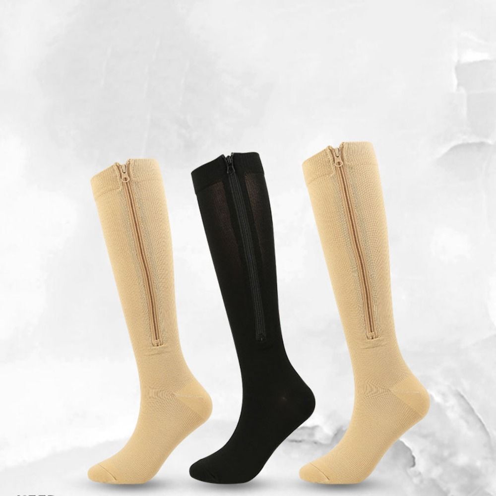 Zip Sox Compression Socks Zipper Leg Support Knee Closed Toe Shaper Stockings AU