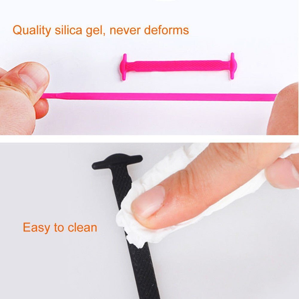 No Tie Shoelaces Elastic Shoe Laces Silicone Rubber For Kids Adults Sneakers