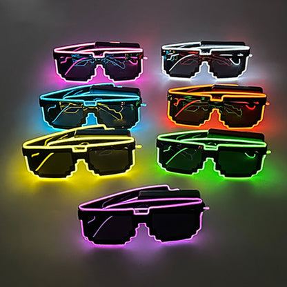 LED EL Wire Glasses Light Up Glow Neon Sunglasses Eyewear Shades Nightclub Party