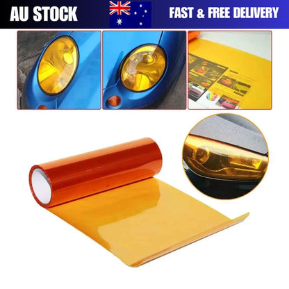 200cm Yellow/Amber Headlight Tint Fog Lights Tail light Vinyl Film Stretchable