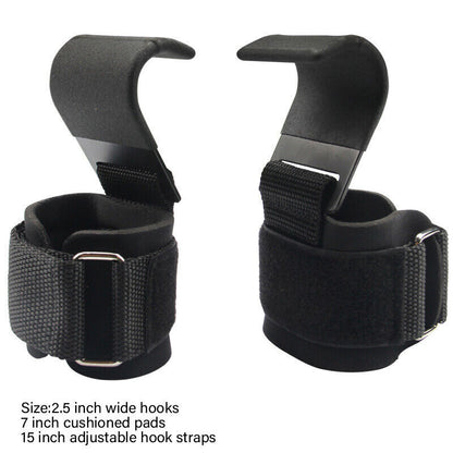 WEIGHT LIFTING POWER HOOKS POWER GRIPS WRIST SUPPORT BAR STRAPS GYM HOOK GLOVES