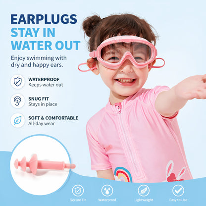 Kids Swim Goggles Waterproof Anti-Fog Large Frame Clear Vision Swimming Glasses