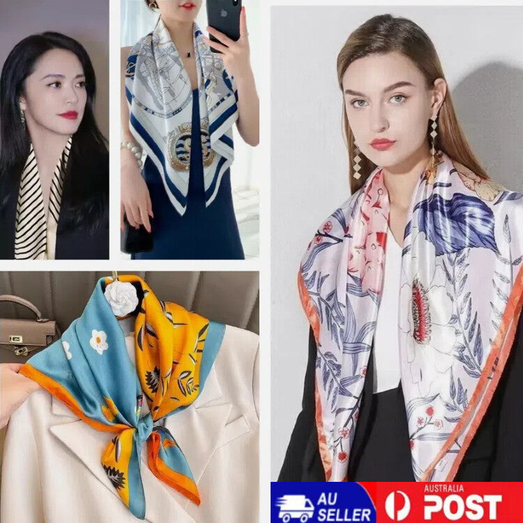 Women Lady Quality Large Classic Elegant Square Silk Scarf Wrap Shawl-90*90cm