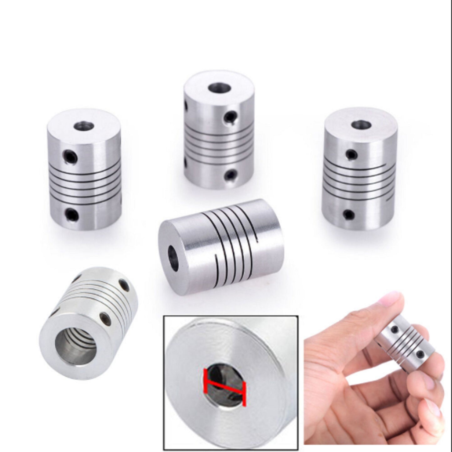 4,5, 6.35, 8, 10mm Flexible Coupling Shaft Coupler Motor CNC 3D Printer Stepper
