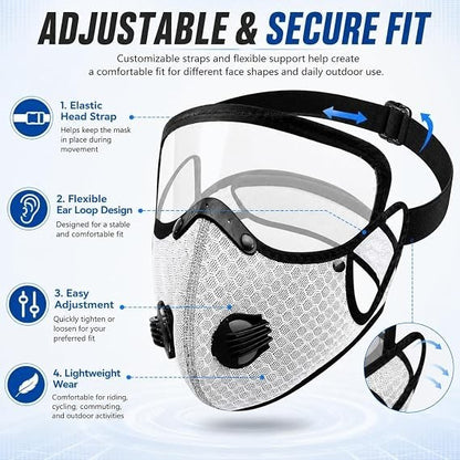 Reusable Carbon Filter Dust Mask with Adjustable Goggles With 10 Layer Filter